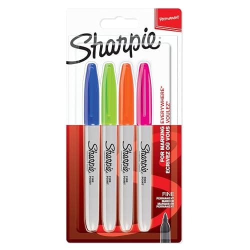 Image of Sharpie Permanent Markers | Fine Point for Bold Details | Assorted Fun Colours | 4 Marker Pens