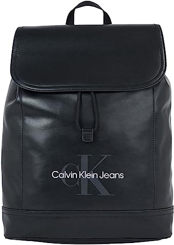 Image of Calvin Klein Jeans Men Backpack Monogram Soft Flap Hand Luggage, Black (Black), One Size