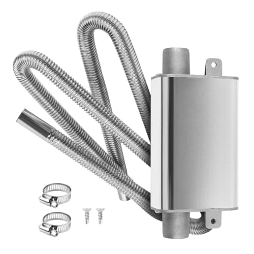 Image of MaxEarn Upgraded Small Muffler with 200cm Exhaust Hose for Generator, Auto Parking Auxiliary Heater Accessories, Car Stainless Steel Exhaust Pipe with 2 Clamps for Air Diesel Gas Vent Hose Heating