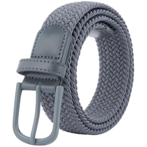 Image of BOZEVON Stretch Woven Belt - Casual Breathable Elastic Braided Belt Adjustable for Men Women, Grey/115cm