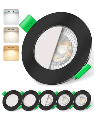 Image of ALUSSO LED Downlights Dimmable 6W, 540lm Ultra Slim Spotlights 68-75mm, IP44 Recessed Lights Warm White 3000K Natural White 4000K Cool White 6500K for Bathroom Kitchen, Black