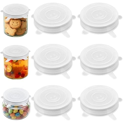 Image of Silicone Stretch Lids Set, 6 Pack Universal 9.5cm Silicone Food Cover for Containers Thicker Reusable Sturdy Covers Tins & Yogurt Pots Lids For Microwave Freezer And Dishwasher Safe BPA-Free