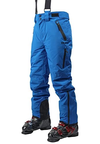 Image of DLX Trespass Mens Ski Trousers Salopettes Kristoff II - Waterproof, Breathable, Stretch Fabric Down Touch Filling, Tricot Lined, Kick Panels, Adjustable Detachable Braces Blue