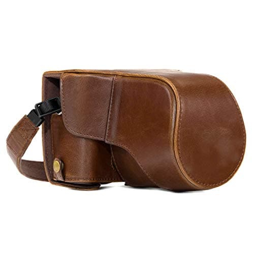 Image of MegaGear MG982 Ever Ready Leather Camera Case and Strap for Fujifilm X-T30, X-T20, X-T10 (16-50mm / 18-55mm Lenses) - Dark Brown