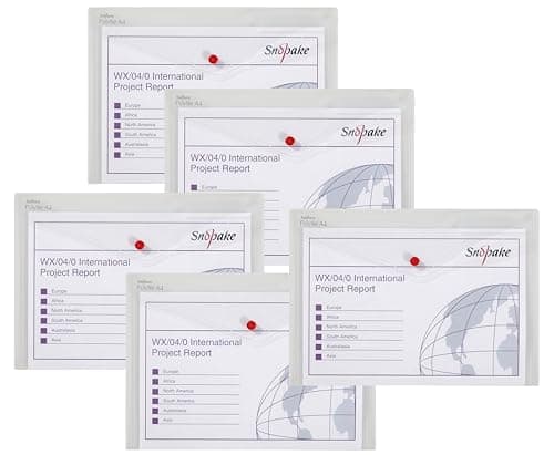 Image of Snopake [100% Recycled] A4 Polyfile Popper Wallet File with Press Stud Closure and Index Tab – Clear [Pack of 5] Ref: 12841X