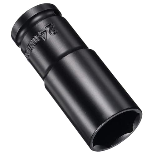 Image of Juttzzei 1/2-Inch Drive Deep Impact Socket 24mm - Heat-Treated CR-V Steel, 78mm Length, 6-Point Metric for Car and Home Repair