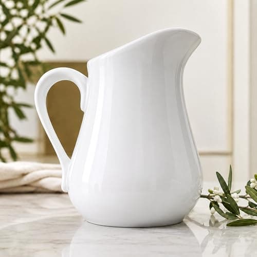 Image of Glow Traditional Gravy Jug - 250ml White Ceramic Gravy Jug for Cream Custard and Gravy - Perfect Jug for Christmas Weddings Sunday Lunch Roast Dinner Tea Restaurants - Dishwasher and Microwave Safe