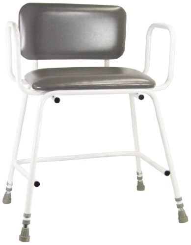 Image of Aidapt Bariatric Height Adjustable Perching Stool With Padded Seat and Safety Arms and Padded Back For Elderly for Users with Limited Mobility