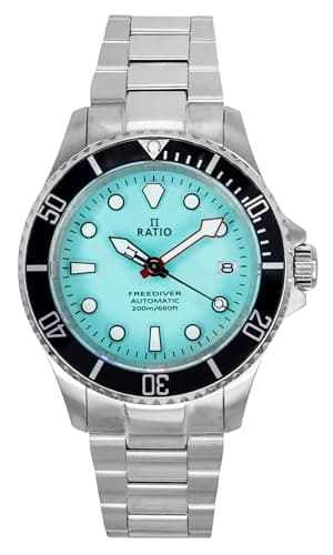 Image of RATIO FreeDiver Sapphire Crystal Diver Watch Japanese Automatic Dive Watch 200m Water Resistant Diving Watch for Men (Ice Blue)