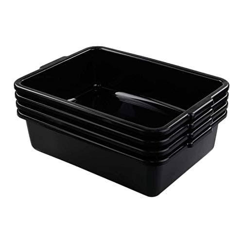 Image of Callyne 4-Pack 8 L Black Small Plastic Kitchen Bus Tubs, Rectangular Washing Up Bowl