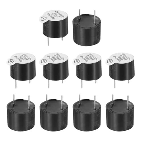 Image of sourcing map 10 Pcs Active Buzzer DC 12V 12x9.5mm 7.6mm Pitch Electric Tone Buzzer Alarm Piezo Beep Sounder Continuous Sound Beep for Computer Physics Circuits Alarm Safety Warehouse House Shop