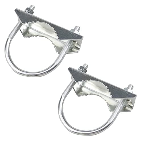 Image of Hsthe Sea 2 PCS Stainless Steel Antenna Mount Clamp U-Bolt Mounting Hardware Antenna Mast Clamp V Jaw Bracket Accessories for Outside Home Antenna