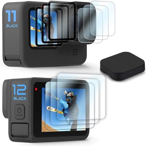 Image of FitStil [9PCS] lScreen Protector for Go Pro Hero 12/11/10/9 Black, Ultra Clear Front and Back Tempered Glass Screen Protector + Lens Protector - Set of Three + Lens Cover