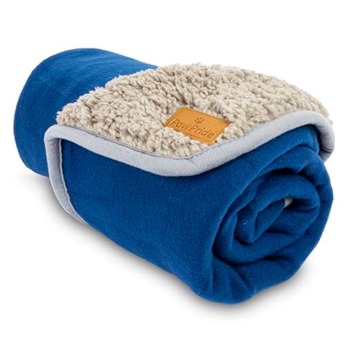 Image of PawPride Dog Blanket – Super Soft Dog Blankets Large Washable - Fluffy Pet Blankets for Dogs Sherpa Textured Puppy Blanket – Large Size 80cm x 100cm (Blue)
