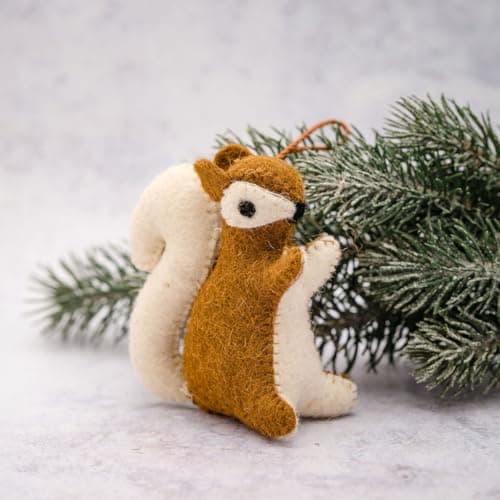 Image of Arthur Cameron – Felt Squirrel Mini Christmas Tree Decoration – Handcrafted Xmas Decorations and Charming Nordic Christmas Decorations