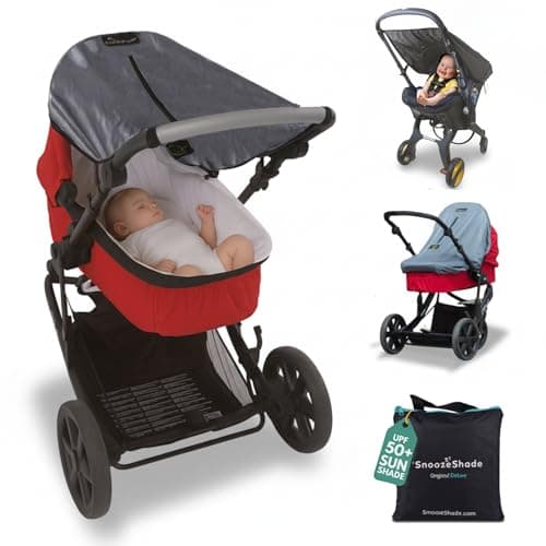 Image of SnoozeShade Original Deluxe Pram Sun Shade for Newborns Universal Fit Baby Sleep Aid with UPF40 Plus Breathable Blackout Cover in Premium Silver Grey