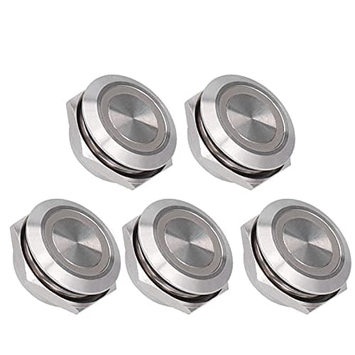 Image of Metal Push Button Switch, 5pcs Momentary Push Button Switch 19mm Auto Reset Waterproof Pushbutton Switch with LED, Pushbutton Switches (DC12~24V White)
