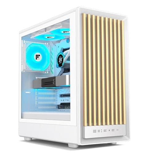 Image of FOIFKIN M1 PC Case ATX with 4 PWM ARGB Fans, Front in Walnut Wood,Computer Case Mid-Tower,High Airflow,240mm Cooler Support,ATX Case White,Gaming PC Case,Type-C(White, M1)
