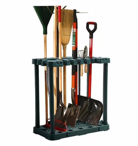 Image of Garden Tidy Tool Rack Shed Storage Organiser Equipment Caddy Gardening Accessories Holder Stand Garage Yard Space Saving Rakes, Shovels & More (Without Pocket)
