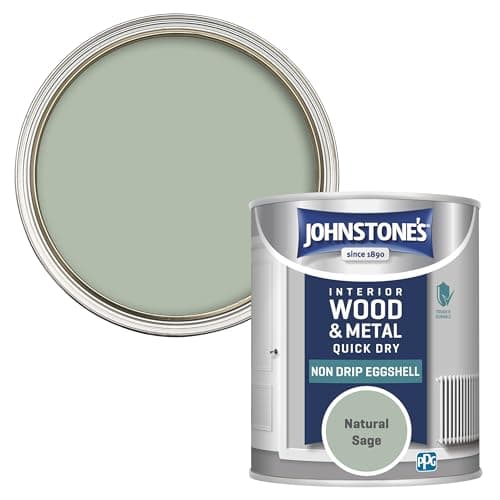 Image of Johnstone's - Quick Dry & Nondrip Eggshell Paint for Wood & Metal - Natural Sage | Interior | Low Odour, Water-Based Formula, Dry in 1-2 Hours | 12m2 Coverage per Litre | 750ml