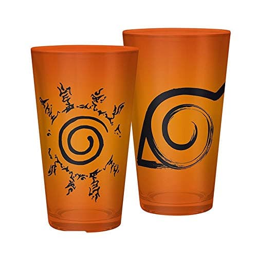Image of Naruto Shippuden - Glass XXL - Naruto drinking glass 400 ml - Konoha and Seal logo - gift box