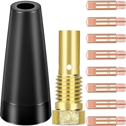 Image of EATBALE 14AK Contact Tips Gasless Nozzle Kit for MIG MAG MB14 14AK Welding Torch, Gasless Nozzle, 8 x M6 Contact Tips 0.8mm/0.030", Tip Holder Diffuser Welder Gun Consumables(10 Pcs)