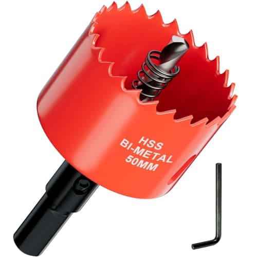 Image of 50mm Bi-Metal Hole Saw with Arbor and Pilot Bit - Fast Cut Quality Hole Cutter Drill Bit for Wood, Plywood, Fiberglass, Plastic, Drywall, and Stainless Mild Sheet - 25mm Cutting Depth