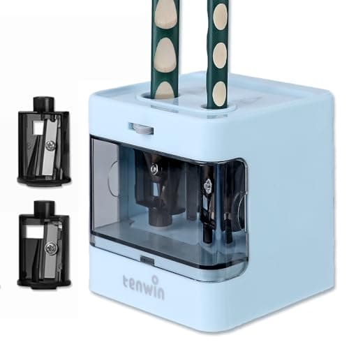 Image of tenwin Electric Pencil Sharpener,Dual Power Supply, Suitable for Portable Pencil Sharpeners of 6-12mm Colored Pencils, Artist/Adults/Office/School/Home