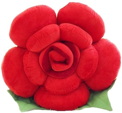 Image of YELAN Rose Flower Pillow Floor Pillow Cute Plush Chair Cushion Sofa Bed Pillow Room Decorative Pillows (Red, 30cm)