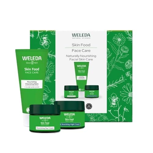 Image of Weleda Skin Food Face Care Gift Set, 3in1 Skin Care Set - Skin Food Cleansing Balm, Day Cream & Night Cream, for Women & Men, Certified Natural