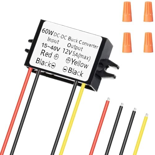 Image of Youmile DC 15V-40V to 12V 5A Step Down Converter Module 60W DC to DC Power Adapter Waterproof Car Mounted Step-Down Converter High Conversion Rate with Knob Cap for Automotive and Vehicle Systems
