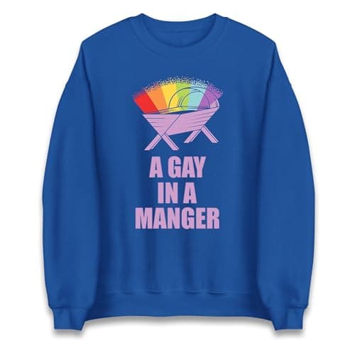 Image of A Gay in Manger Christmas Jumper, Unisex Christmas Festival Jumper Royal Blue