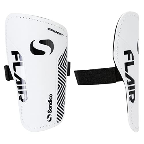 Image of Sondico Flair Slip Shinguards Football Training Sports Protection Accessories White/Black Junior (XS)