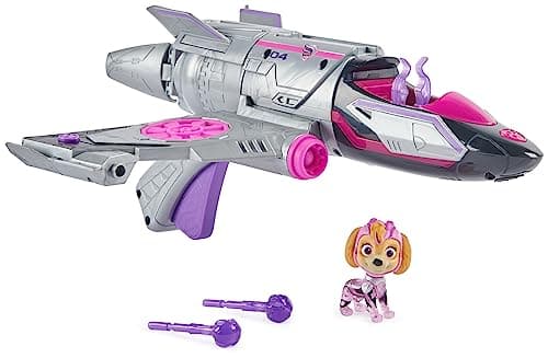 Image of Paw Patrol: The Mighty Movie, Transforming Rescue Jet with Skye Mighty Pups Action Figure, Lights and Sounds, Kids’ Toys for Boys and Girls 3+