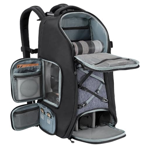 Image of K&F CONCEPT Camera Backpack,Camera Bags for Photographers Large Capacity with Raincover (03-black-grey, XL)