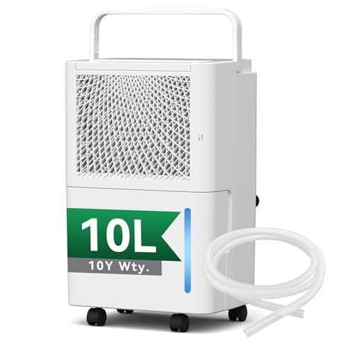 Image of 10L/Day Dehumidifier for Bedroom with Automatic Humidity Sensor & Display, 24-hour Timer, Laundry Drying, Continuous Drainage, Effective & Powerful Home Dehumidifiers (10L Compressor Dehumidifier)