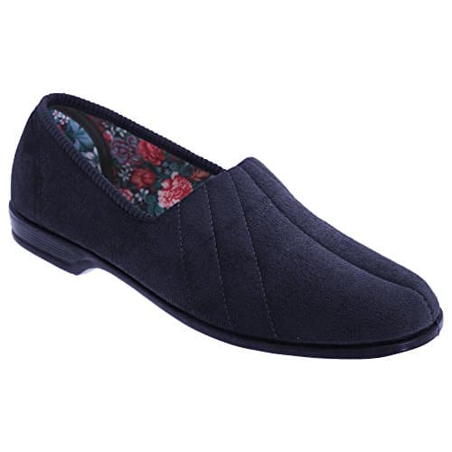 Image of Sleepers Womens/Ladies Audrey III Roll Top Velour Slippers (8 UK) (Navy Blue)