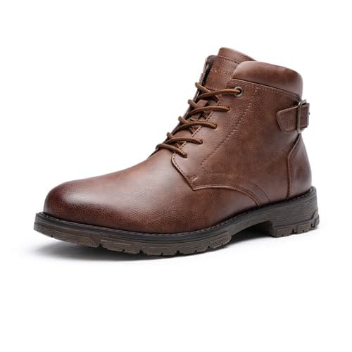 Image of Bruno Marc Men's ankle boots, Cool and Fashion Durable Biking Lace-up boots, Men's motorcycle chukka Shoes, Work & School Shoes for Boy,Size 10,Brown,BMEMAB2502