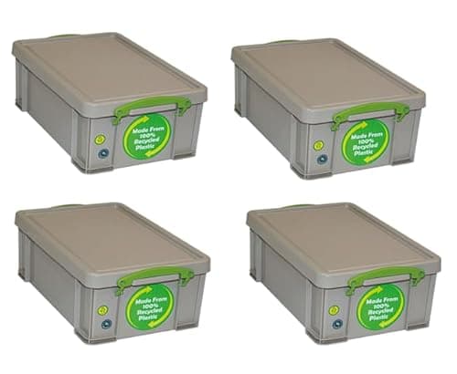 Image of Really Useful Recycled Storage Boxes Grey 4 x 9 Litre Multi Pack