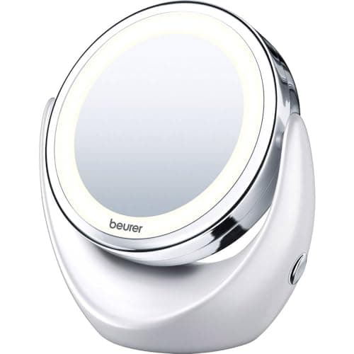 Image of Beurer BS49 Illuminated Vanity Mirror, Rotatable Make-Up Mirror With Normal And 5x Magnification, Battery Operated LED Cosmetic Mirror, Ideal For Make-Up Or Shaving