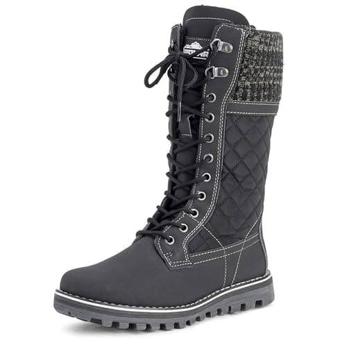 Image of Polar Womens Snow Durable Outdoor Thermal Winter Warm Waterproof Mid Calf Boot - Jet Black - 9