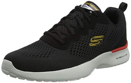 Image of Skechers Men's Skech-Air Dynamight Tuned Up Sneaker, Black Engineered Mesh/Pu/Gray Trim, 9 UK