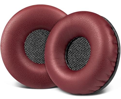 Image of SOULWIT 50mm Ear Pads Cushions Replacement for Plantronics HW111N/HW251N/HW261NC/HW510/HW520, H251N/H261N/H351N/H361N, Earpads for Poly Savi W410/W420/W710/W720, Audio 310/345/478/487/626 - Burgundy