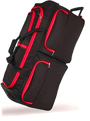 Image of Extra Large Wheeled Holdall Suitcase Sports or Travel Bag Trolley Luggage (34", Black/Red)