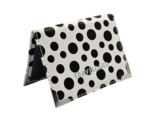 Image of AlezyB - 1x Bus Pass Holder Dotted White Travel Card, Credit Card and ID Card Holder for Men and Women Soft Leather, Card Cases & Money Organisers
