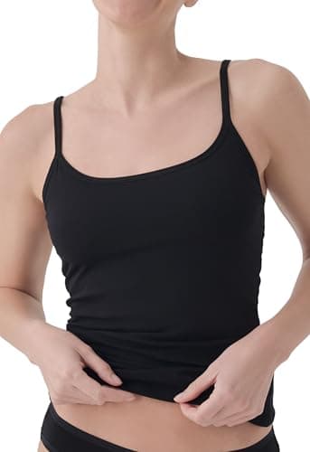 Image of Pact Organic Cotton Shelf Bra Camisole Tank Top, Black, Small