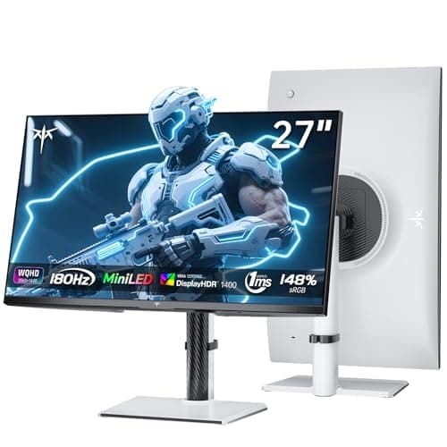 Image of KTC Mini LED Monitor 27 Inch | Gaming Monitor | 2K@180Hz QHD (2560x1440P) | VESA Display HDR1400 | 1ms | Adaptive Sync | 148% sRGB | HDMIx2, DPx1 | Vertical and Wall Mounting Support | White M27T6