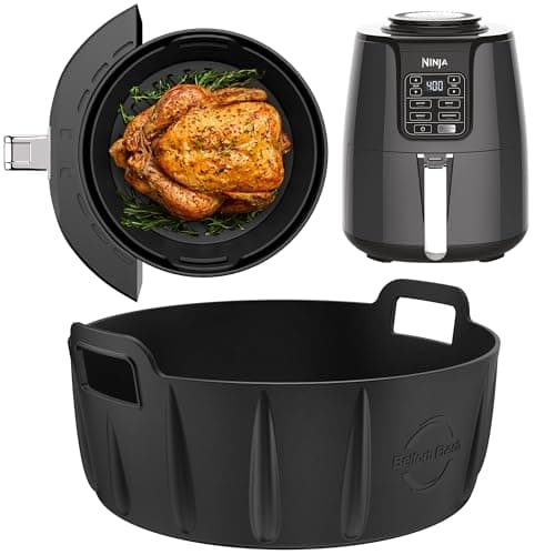 Image of Premium Silicone Liner for Ninja 3.8L AF100UK & AF160UK | 21cm wide & 9cm High | Design to fit AF100UK, AF160UK & Other 3.8L+ Circular Air Fryers | 2.5mm Thick air fryer Silicone Liner