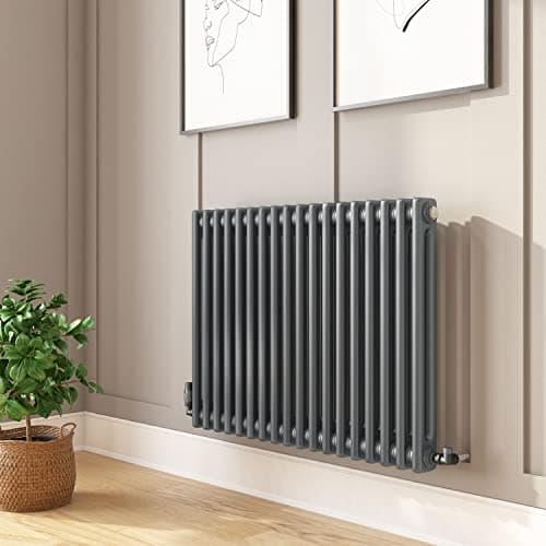 Image of Nambi Anthracite Horizontal 2 Column Traditional Radiator 600 x 830mm