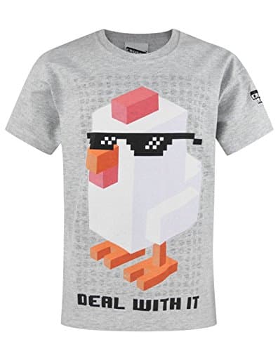 Image of Crossy Road Deal with It Boy's T-Shirt (14-15 Years) Grey